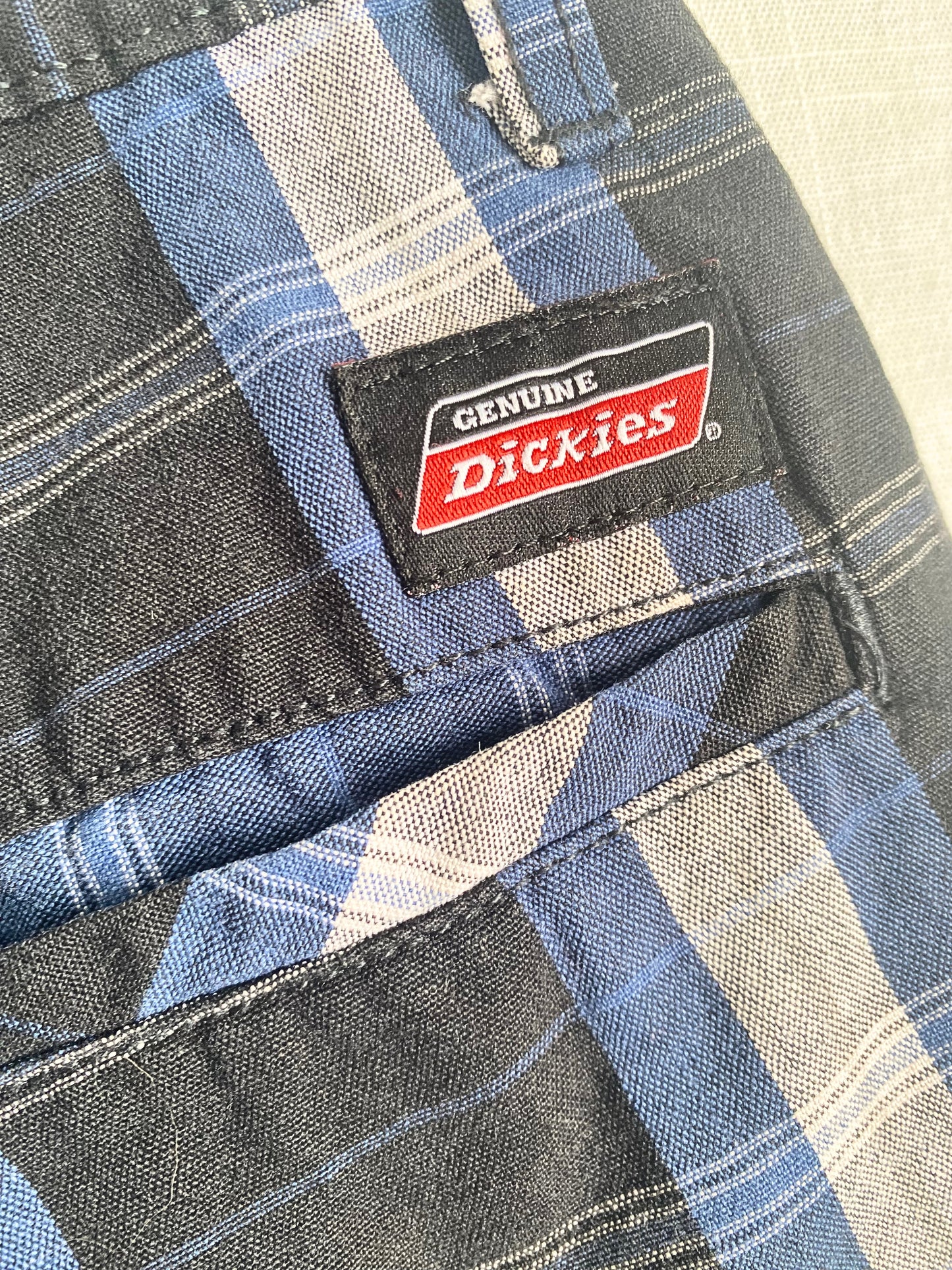 ג'ינס קצר DICKIES משבצות כחול ושחור מידה- 32